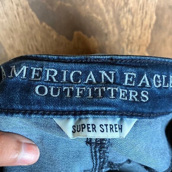 American Eagle Womens Shorts Blue Denim Sky High Rise Shortie Stretch 6 - Picture 4 of 11